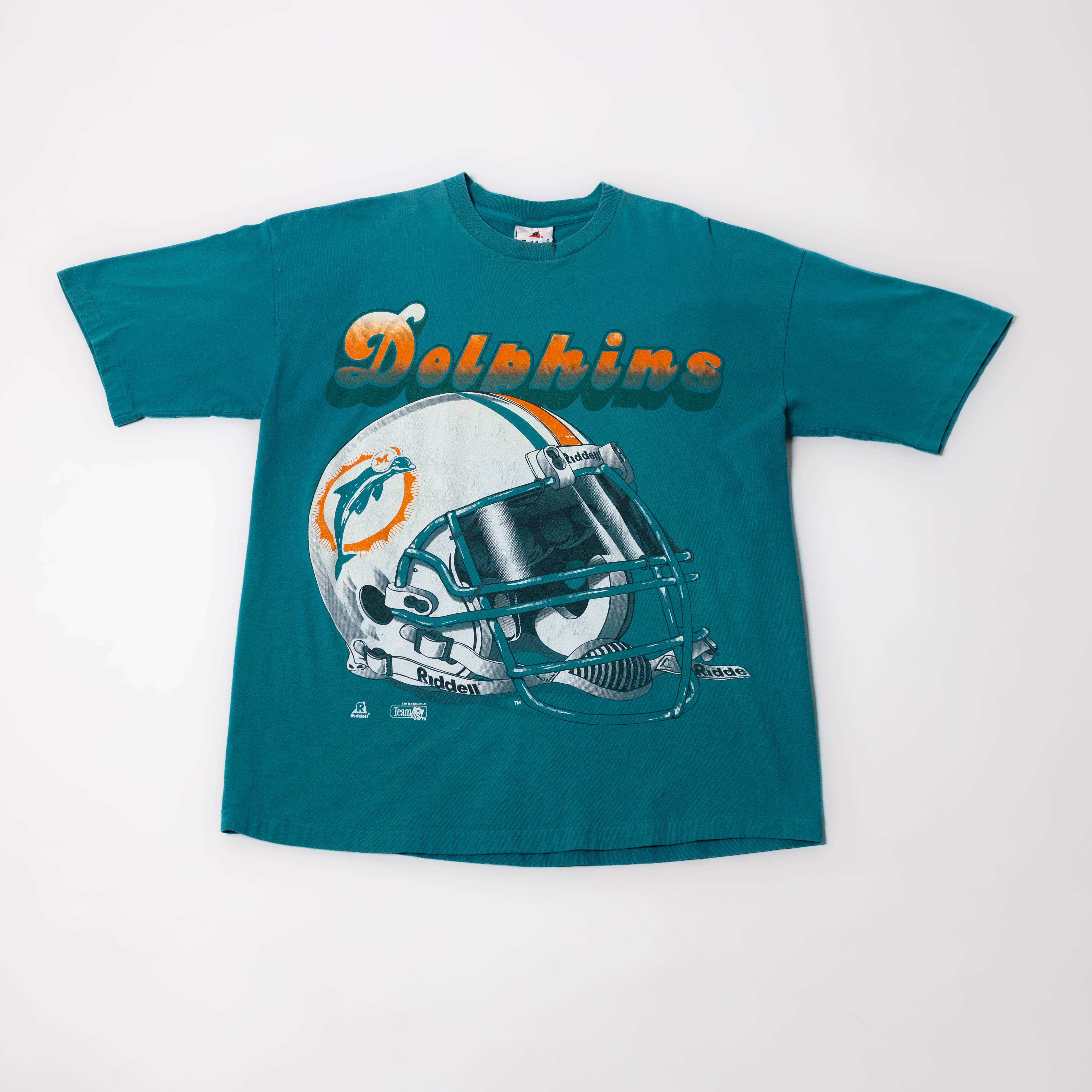 Vintage 90's Miami Dolphins Football Teal T Shirt Size XL 